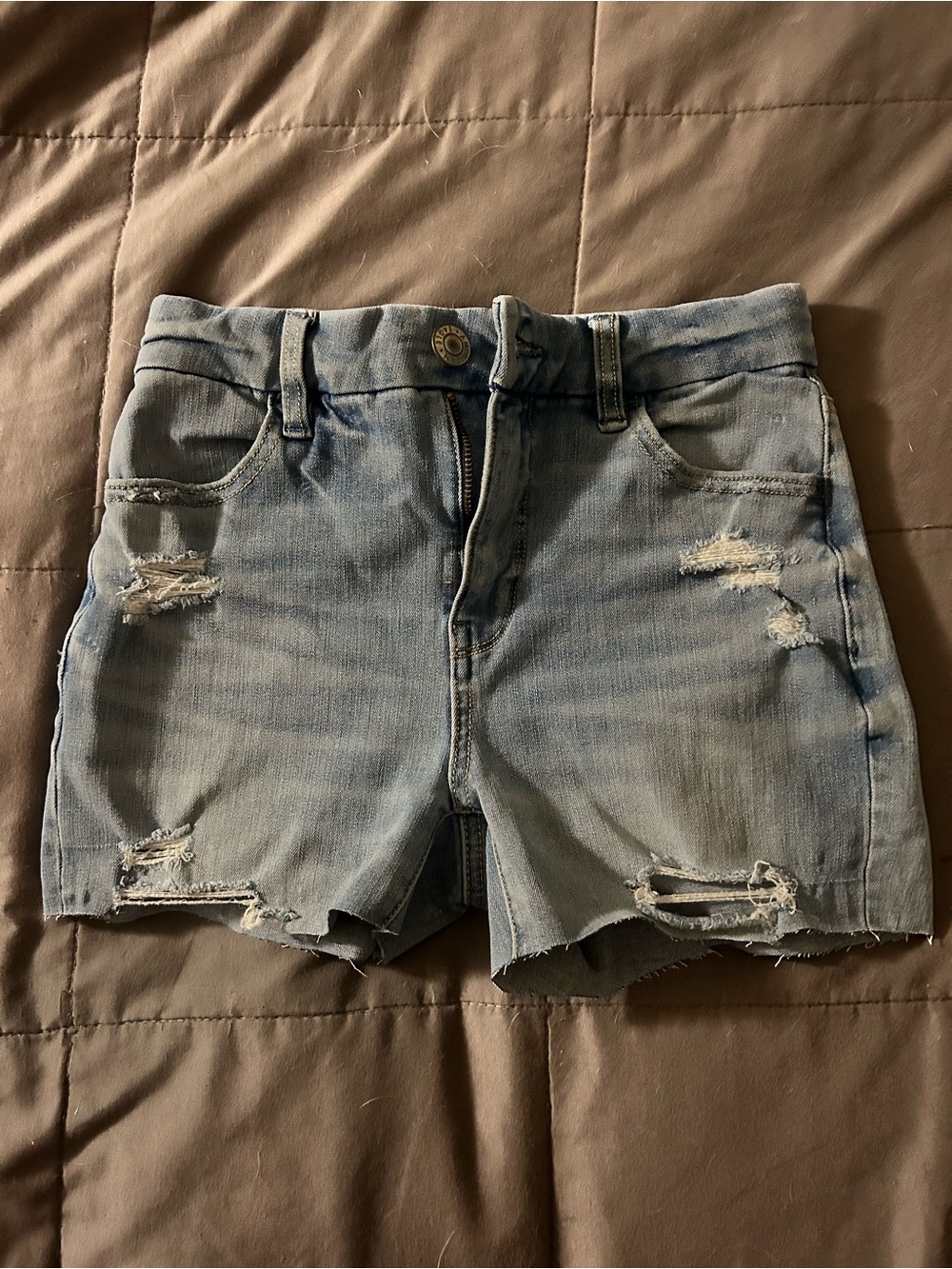 American Eagle Outfitters Light Blue Distressed Denim Cutoff Shorts